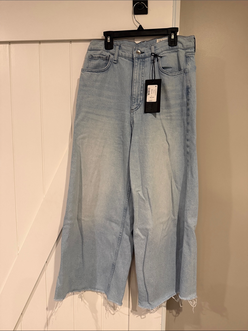 Rag & Bone Light Wash Wide Leg Raw Hem Jeans Size 28